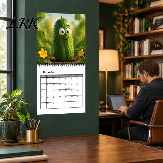 Unique Gift for Friends Pickle Wall Calendar 2027, Funny Pickled Cucumber Illustrations 12 Daily Schedule Planner Month Planner, Spiral Bound Hanging
