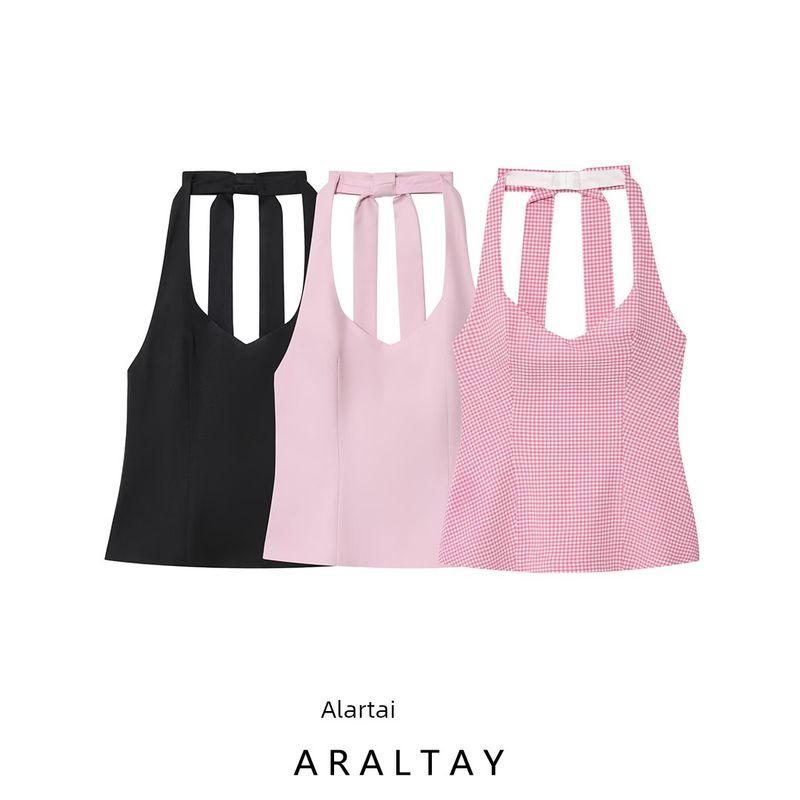 Araltay New Arrival Fashion Style Women's Clothing Fashion All-Match Casual Style Bows Hanging Collar Tops 7966889