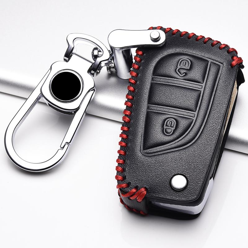 Leather Car key cover case shell set protector fob for Toyota aygo Yaris Highlander Camry RAV4 2 3 button key holder