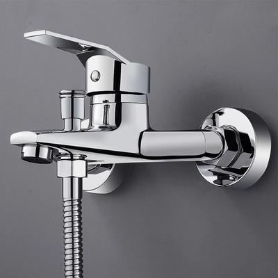 Waschbeckenarmaturen aus Zinklegierung, Chrom, Wandmontage, heißes und kaltes Wasser, Doppelauslauf-Mischbatterie für Badezimmer, Splitter, Bad, Duschbecken