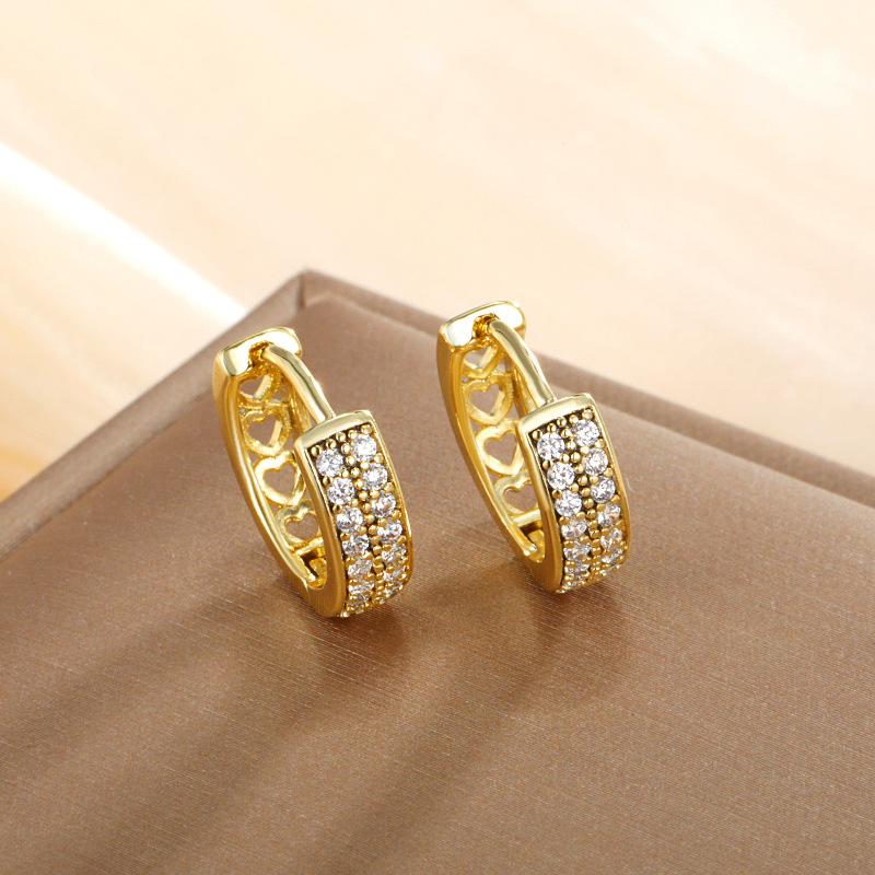 

Luxury Double Row Zircon Stainless Steel Earrings for Women Fashion Cubic Zirconia Hoop Earrings Jewelry Gifts