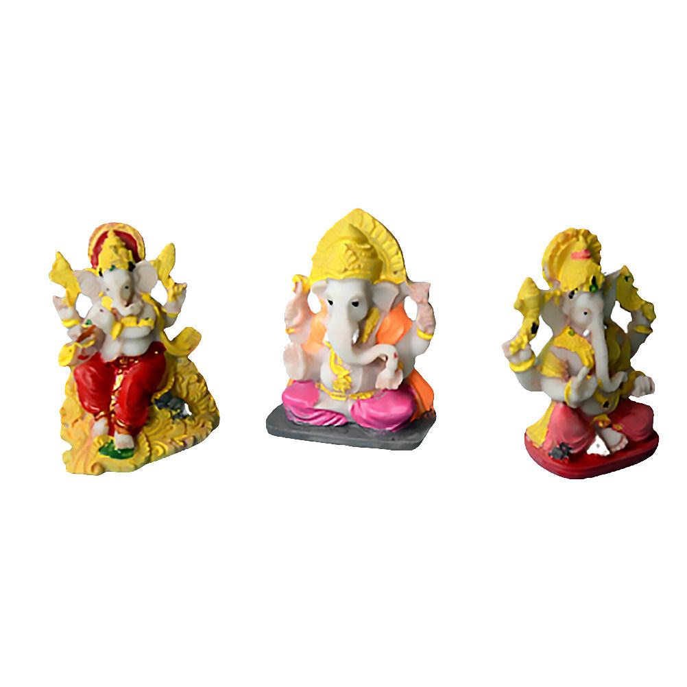 3Pcs Buddha Figure Decoration Resin Buddhism Statue Exquisite Carving Decorative Ornament Desktop Garden Sand Table Display Gift