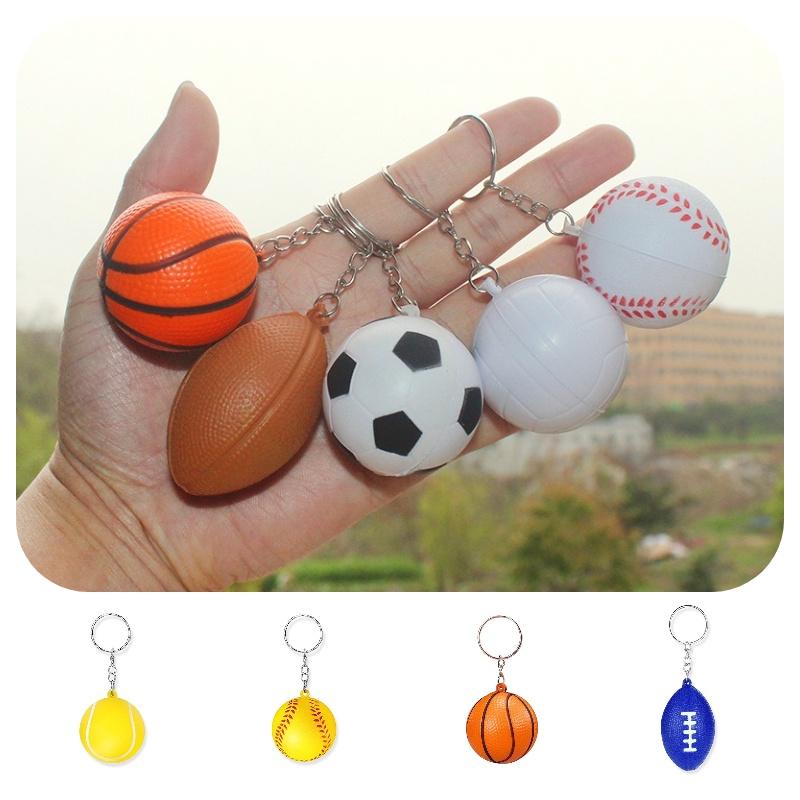 Trending Pu Basketball Keychain Foam Soccer Kids Sports Toy Decorative Pendant Activity Small Gift