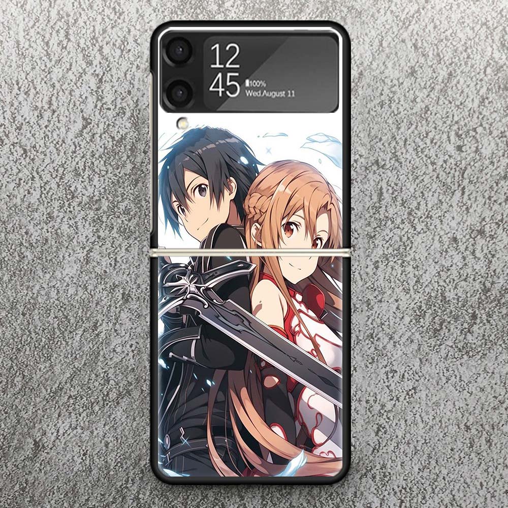 Anime Sword Art Online SAO Print Case For Samsung Galaxy Z Flip 3 4 5 6 7 5G Phone Shell Flip7 Flip6 Flip5 Flip4 Flip3 Pattern C