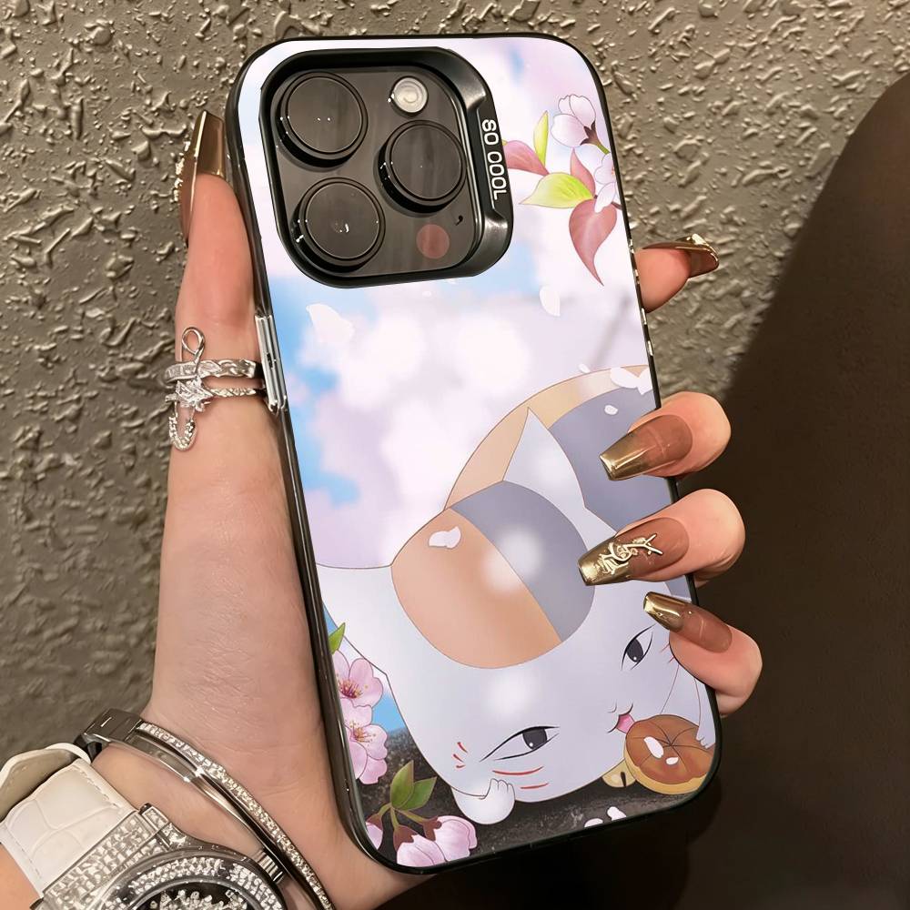 Natsume Y-yuujinchou Nyanko Phone Case For iPhone 17,16,15,14,13,12,11 Plus,Pro Max,XS,Colorful Silver Black Cover iPhone12