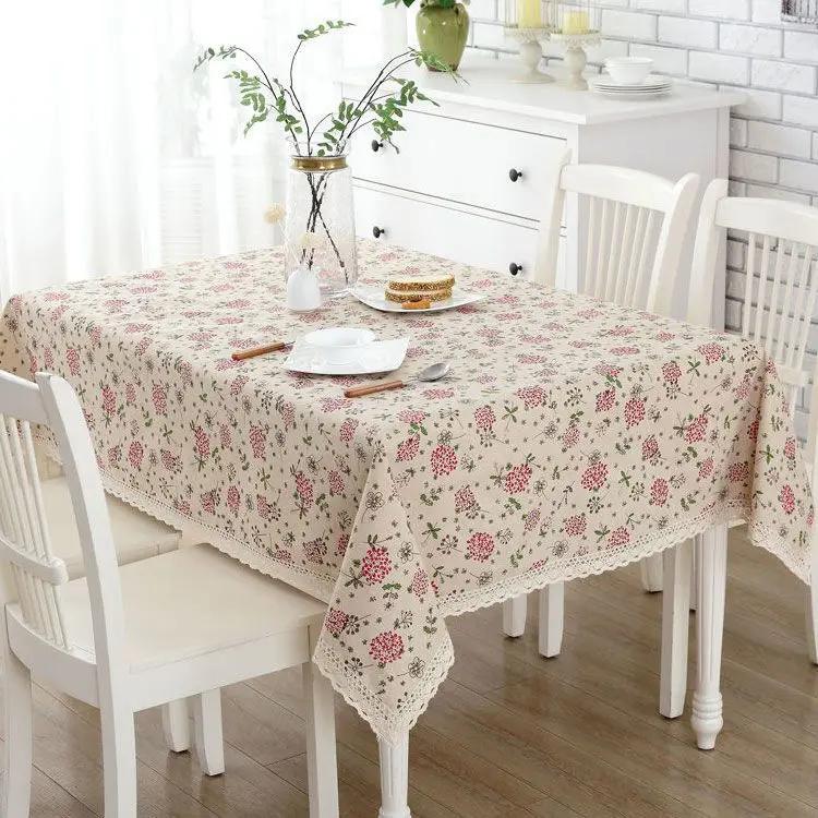 Tablecloth Plaid Lace Pastoral Student Writing Desk Cloth Nordic Simple Rectangle Banquet Party Decorative Table  Dustproof