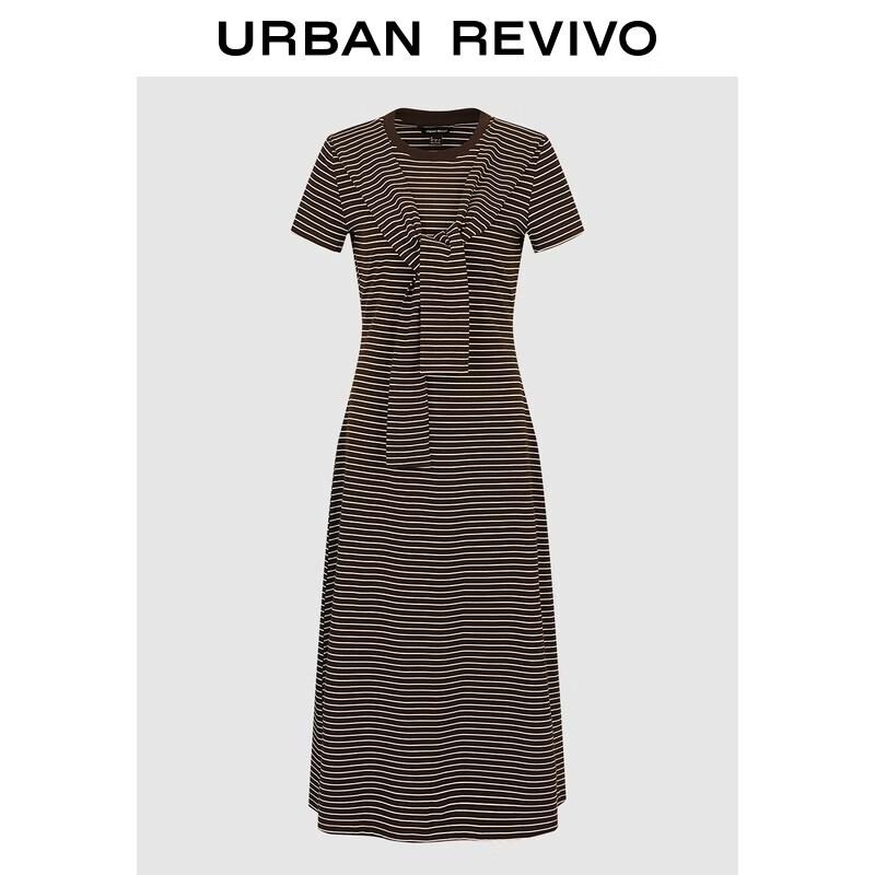 UR2026 Women s Striped Tie-Front Slim Dress XS