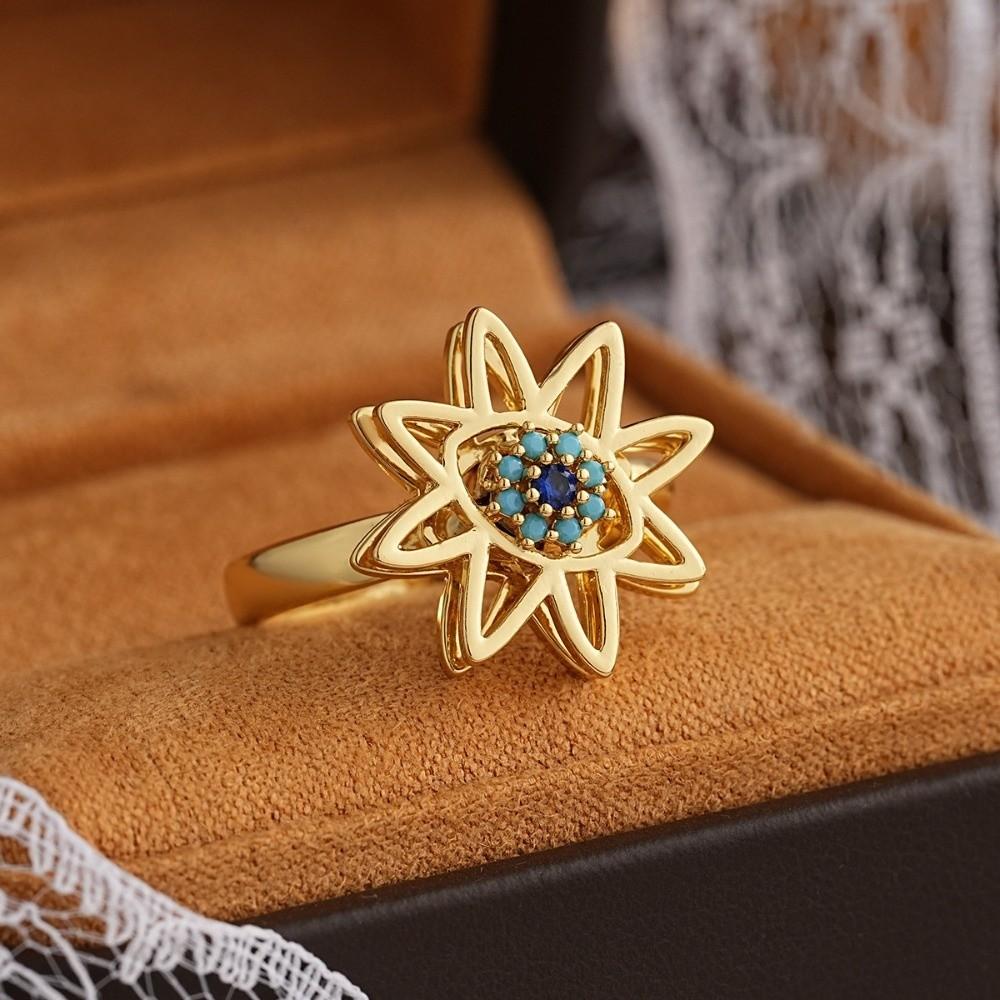 Copper Devil's Eye Ring Rotatable Opening Finger Ring Zircon Luxury Ring Clothes Accessories
