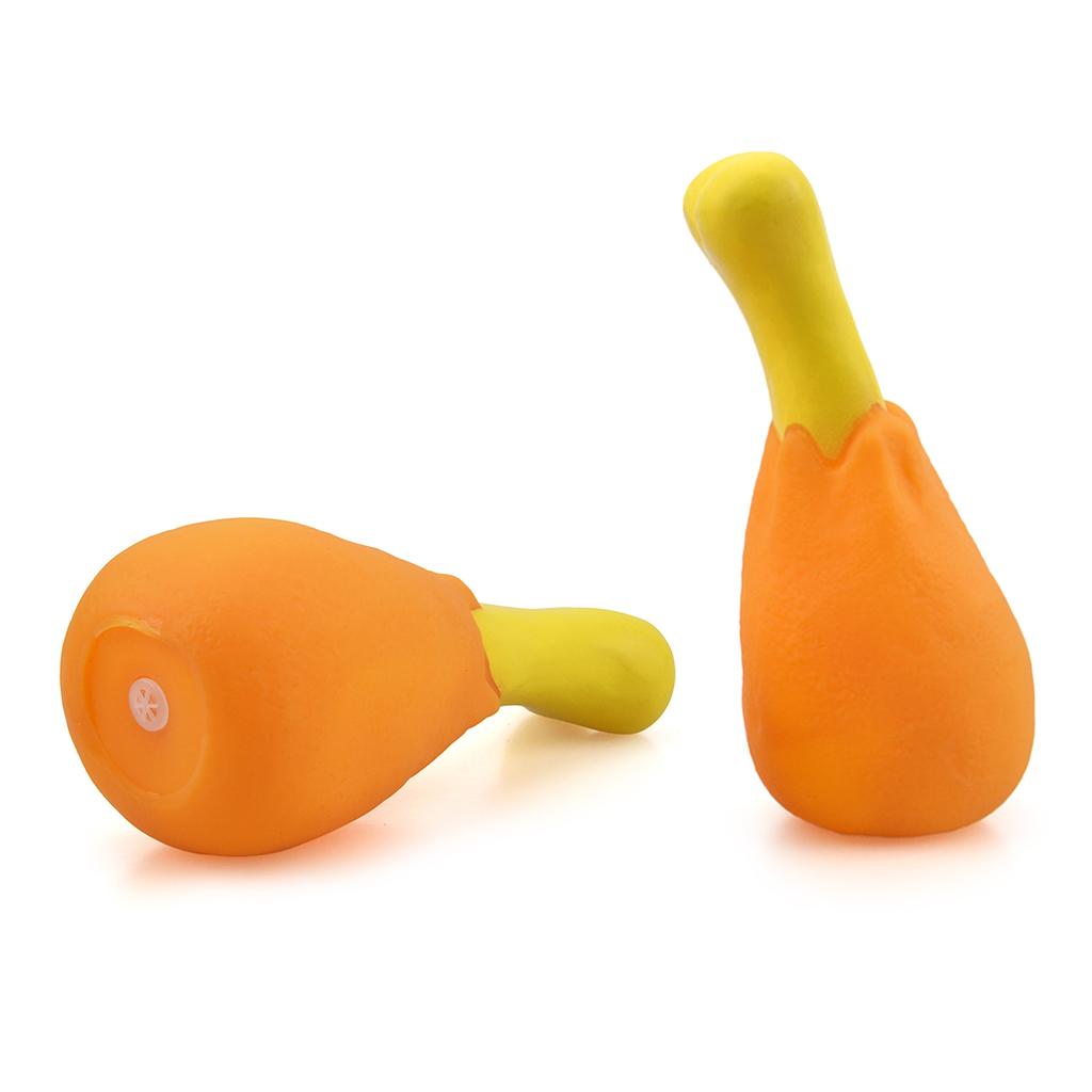 Dog Molar Stick Chicken Leg Shape for Aggressive Chewers Squeaky Drumstick Interactive Training Toy for Medium/Large