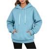 Women's Casual Long Sleeve Button Collar Hoodie with Pockets, Loose Fit Mid-Length