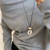 Adjustable Irregular Hollow Matte Color Oval Stone Pendant Necklace Clavicle Chain Neckchain Choker Unisex Accessory