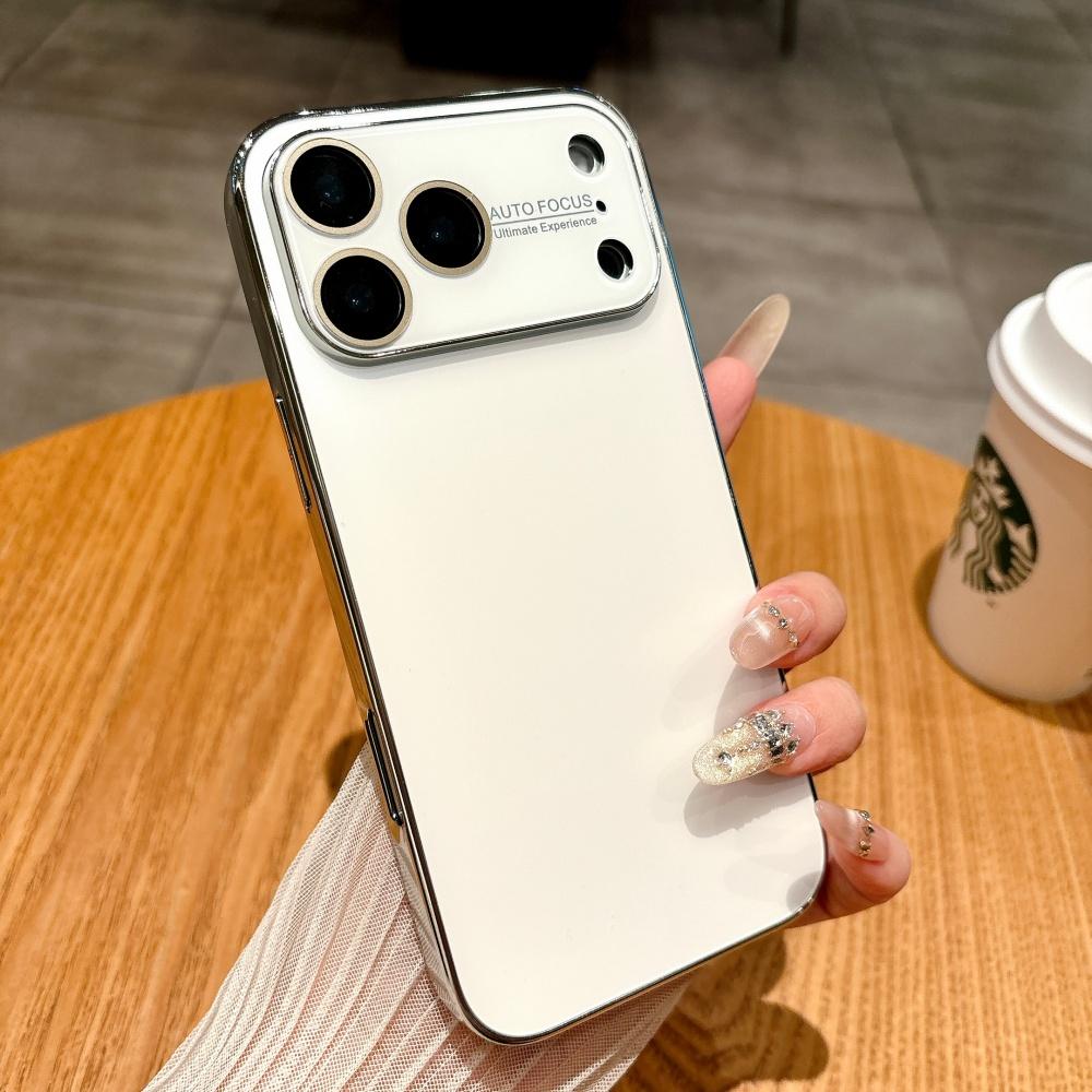 Frosted Plating Crystal Large Window Phone Case For iPhone 17 16 15 14 13 12 11 Pro Max 17ProMax Full Frame Bumper NonSlip Cover
