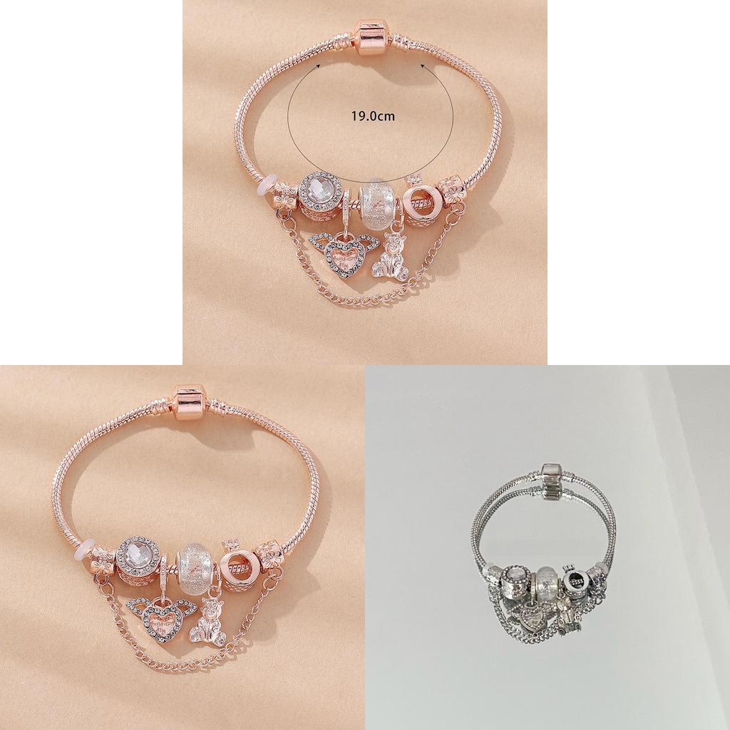 Bear Charm Bracelet With Crown Crystal Beads For Unisex Fashion Jewelry
