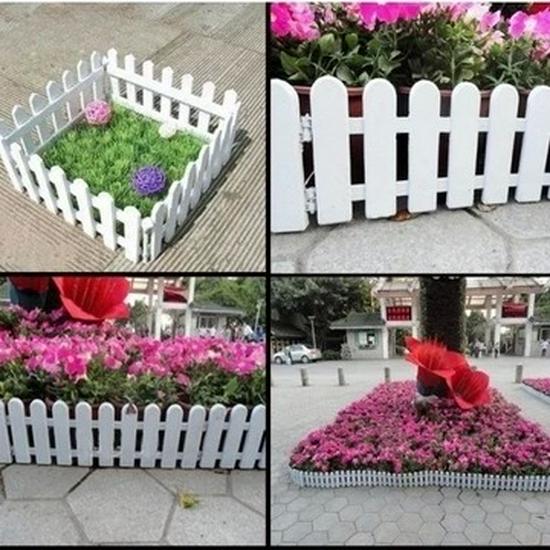 White Plastic Picket Fence for Garden, Flower Bed, or Kindergarten Decoration