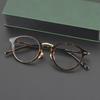 Luxurious Japanese Handmade Gold-Titanium Round Literary Style Glasses Frame for Trendy Men and Women.