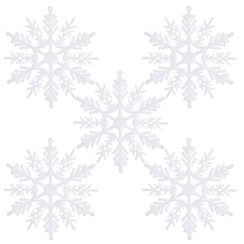 8 12 Pack Plastic Rose Gold Snowflake Ornaments , Hanging Decorations For Winter Christmas Tree