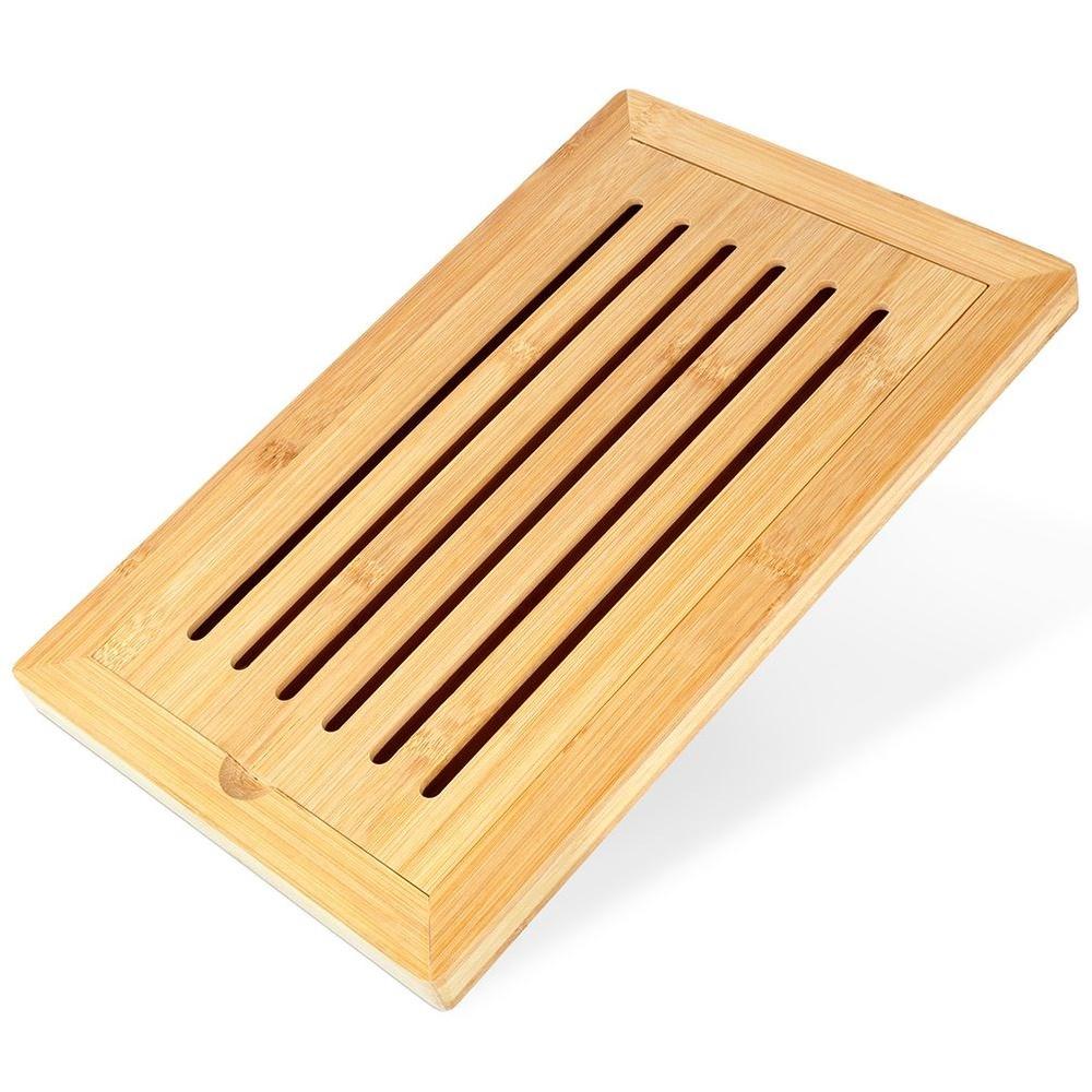 Bamboo Wooden Openwork Bread Cutting Board for Crumbs