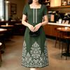 ZANZEA Women Elegant Square Collar Casual Short Sleeve Print Dress