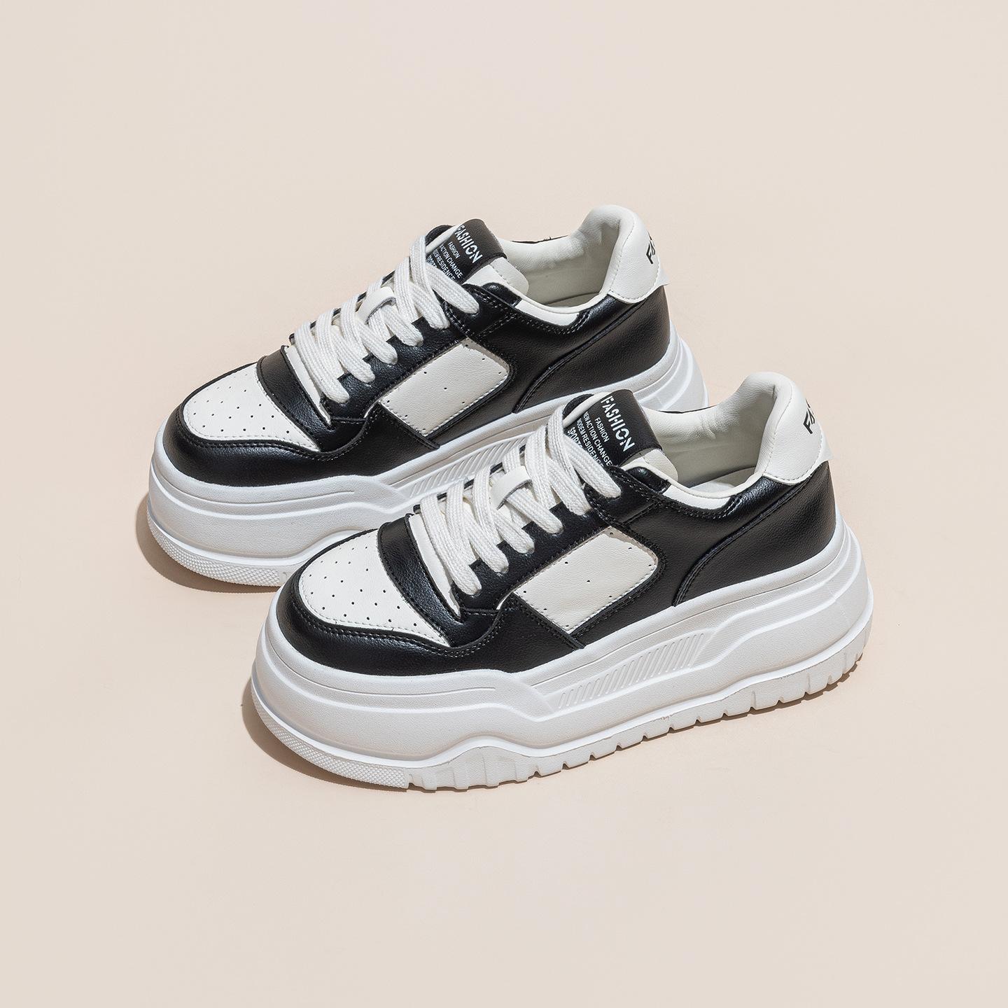 

Leather spring new breathable thick-soled lightweight sports shoes single shoes casual board shoes 35