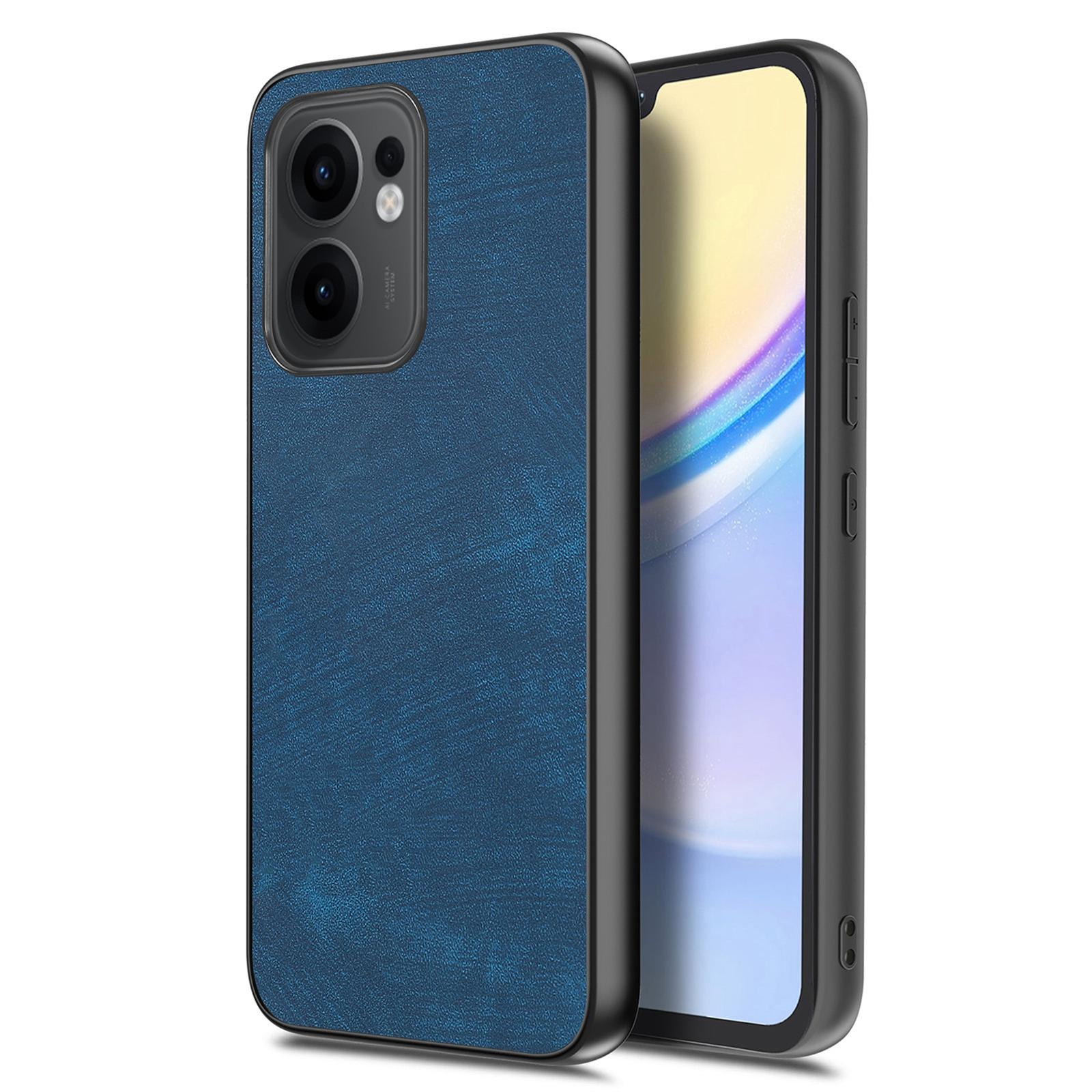 

For Oppo Reno13 F 5G Case Shockproof Slim Retro Leather Phone Back Cover Blue