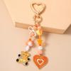 Cartoon Keychain Playful Bear Heart Keychain Beaded Key Ring Vibrant Decorative Key Chain For Key Organizer Backpack Purse