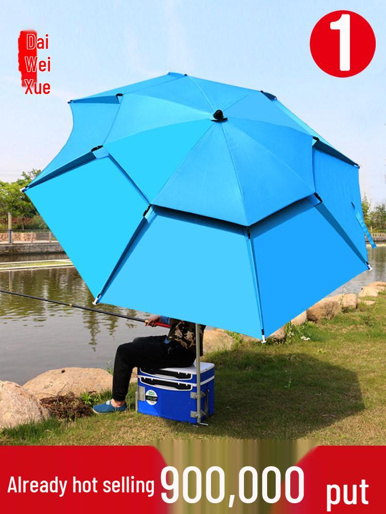 Large Three-Fold Fishing Umbrella - Universal Sun & Storm Protection, Outdoor Sunshade