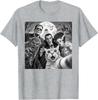 Cat Selfie with Retro Horror Movie Monsters Funny Halloween T-Shirt