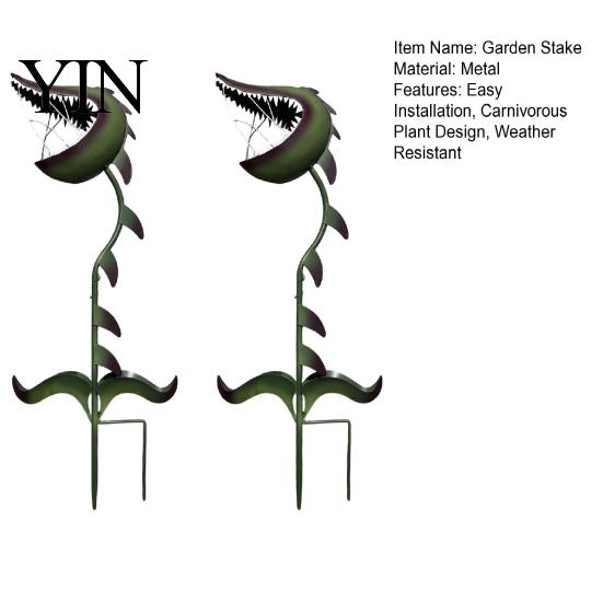 Quirky Outdoor Landscaping Carnivorous Plant Garden Stake, Large Metal Venus Flytrap Sculpture, Weird Sturdy Stakes Yard Art Stake for Patio