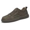 Men's Board Shoes Thick-soled Lace-up Round Head Board Shoes Fashion Casual Shoes Spring and Autumn Low-top Suede Leather Handmade Sports Trendy Shoes