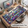 Neon Colorful Theme Customized Mouse Pad Personalized Print Name Text Desk Mat For Home Office Table Decor