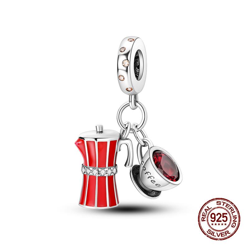 100% Copper Strawberry Lipstick Ladybird China Red Charms Beads Fitoriginal Bracelets For Women Diy Jewellery