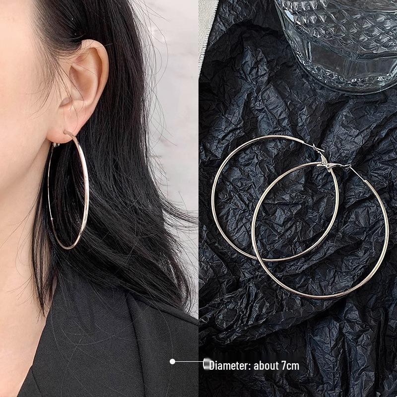 Sterling Silver Large Hoop Earrings for Women: 2025 Trendy European and American Style