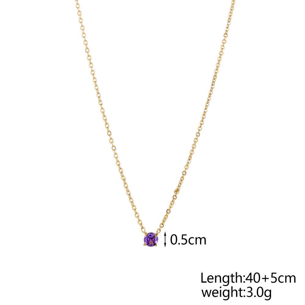 Dainty Recyclay Stainless Steel Gold Plated Necklace Colorful 12 Birthstone Necklace Zircon Stainless Steel Waterproof for Women