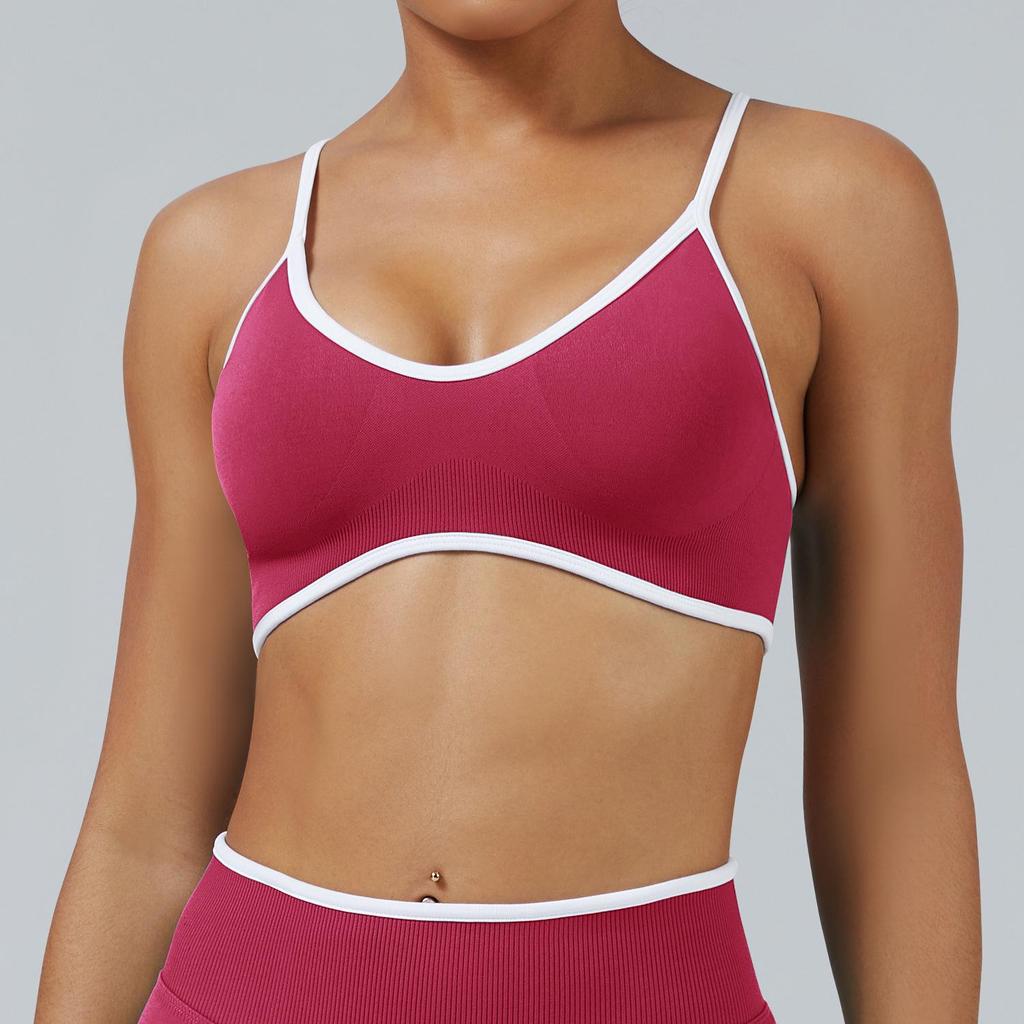 Colorblock Cross-Strap Shockproof Sports Bra for Yoga and Outdoor Fitness