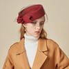 Vintage Mesh Topper Hat Solid Color Airline Stewardess Caps Teardrop Hat Woolen Beret  Performances