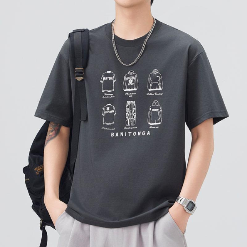 

Летняя Новая Мужская Тонкая Дышащая Свободная Футболка с Круглым Вырезом и Коротким Рукавом 4XL