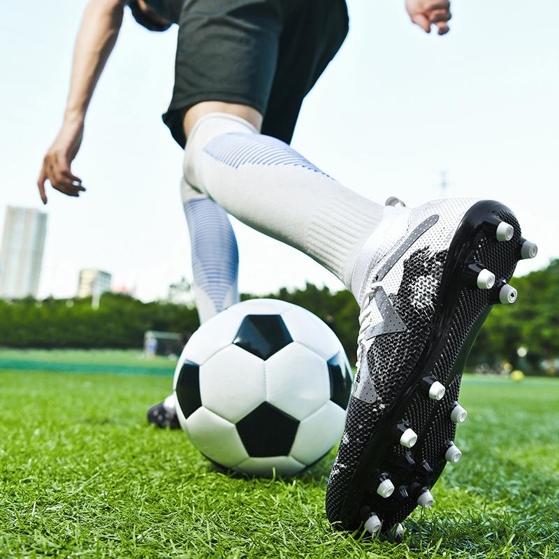 35-45 Men's High-top Large Size Football Shoes Long Nail Anti-slip Resistance TPR Artificial Captain Outdoor Youth Children Football Shoes