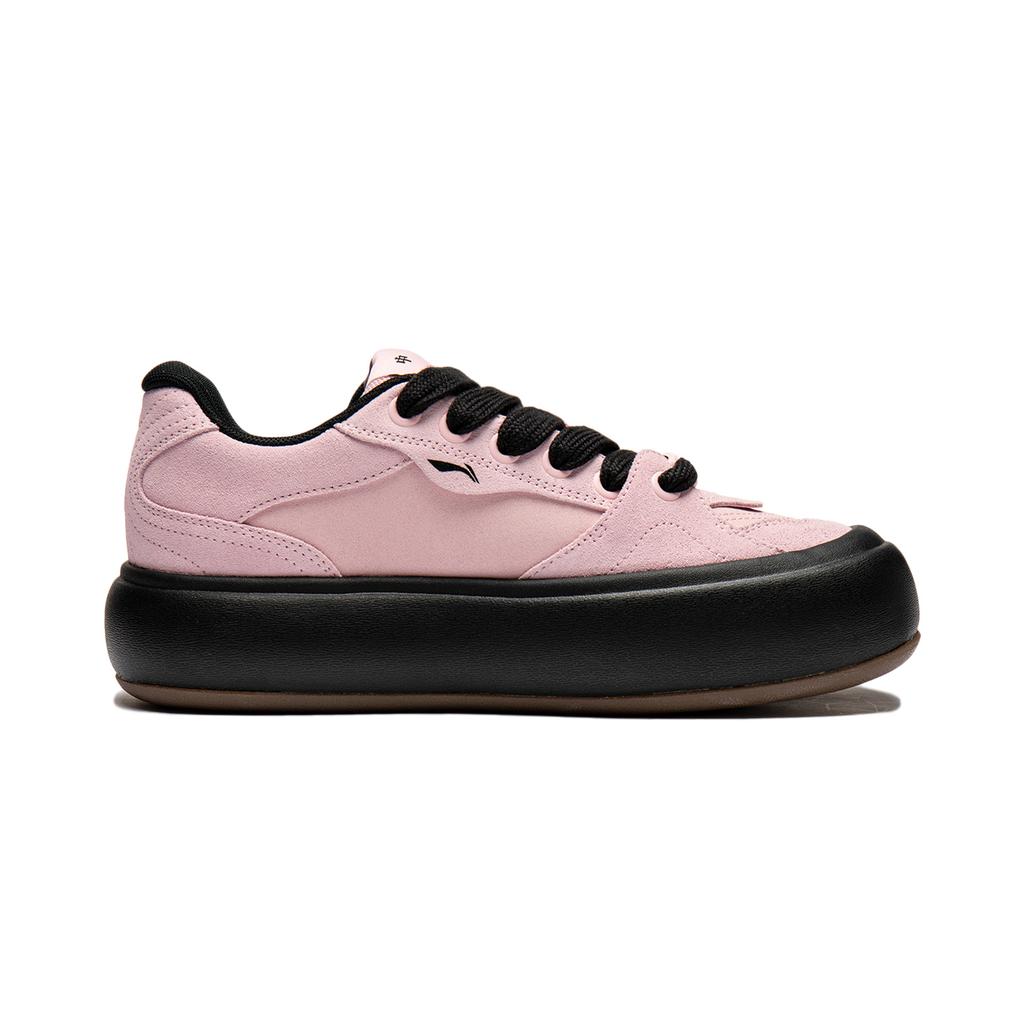 Li Ning Puff Platform Comfortable Versatile Shock Absorbing Wear Resistant Low Top Skate Shoes Women Sneaker Sweet-Apricot-Pink AZGU012-5