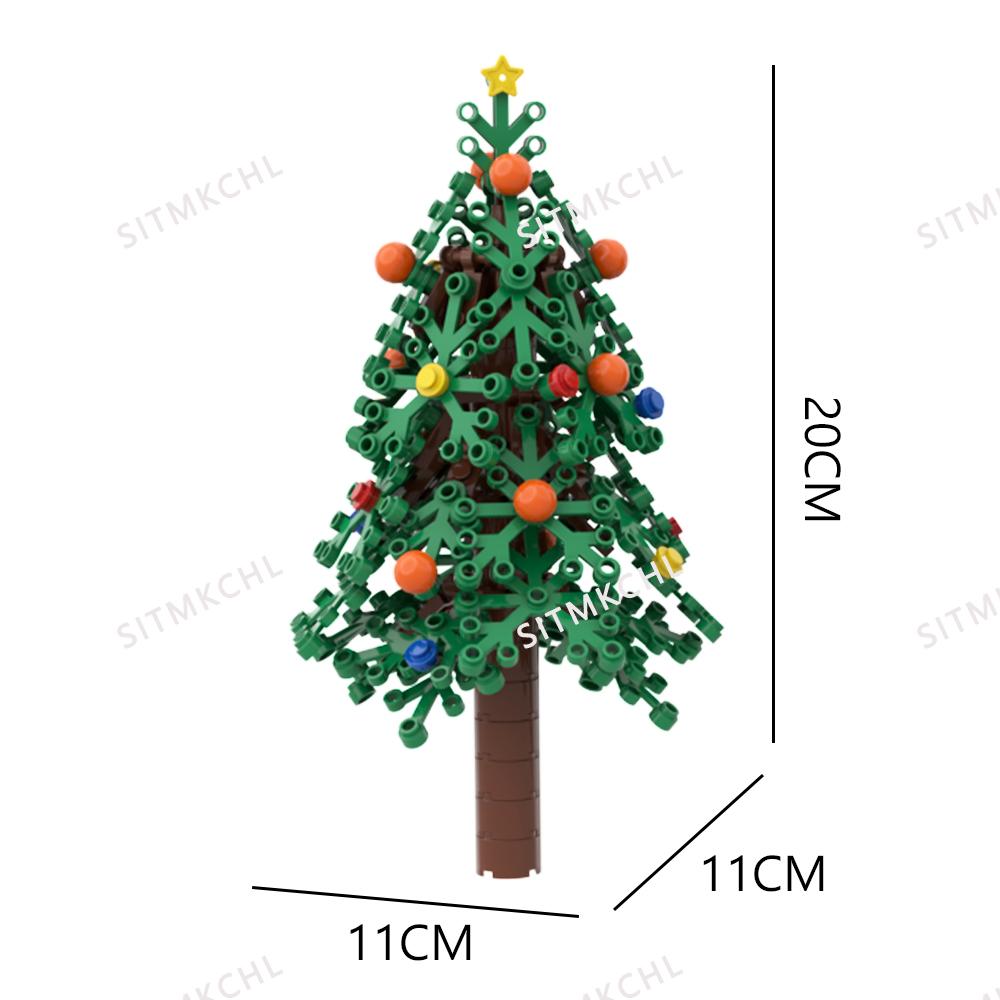 DIY Pine Tree Model Kit - Snowy Christmas Tree Street Forest Compatible with Building Blocks & Assemble Particles