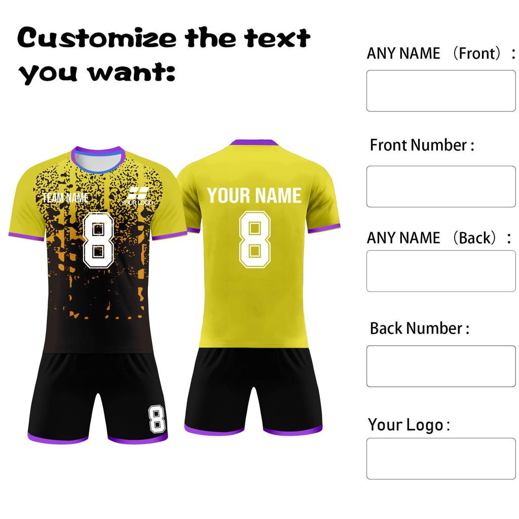 Custom Soccer Jersey Set Personalized Team Uniforms Quick Dry Sportswear for Youth and Adults with and Number