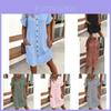 Polyester A Line Dress With Button Details For Casual Summer Wear
