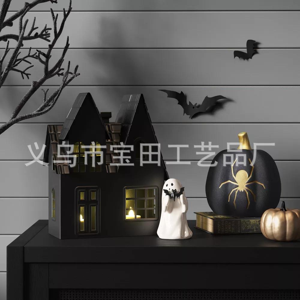 New creative halloween cute ghost ghost hugging powder pumpkin bat resin statue halloween decoration