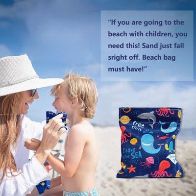 Sand Removal Bag Portable Powder Pouch Sand Remover Brush Sand Wipe Off Mitt Cleaning Tool Beach Vacation Camping Essentials