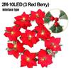 2M 10LED/3.5M 10LED Christmas Poinsettia Garland Poinsettia Velvet Artificial Poinsettia Garland String Lights for Christmas Tree Decor