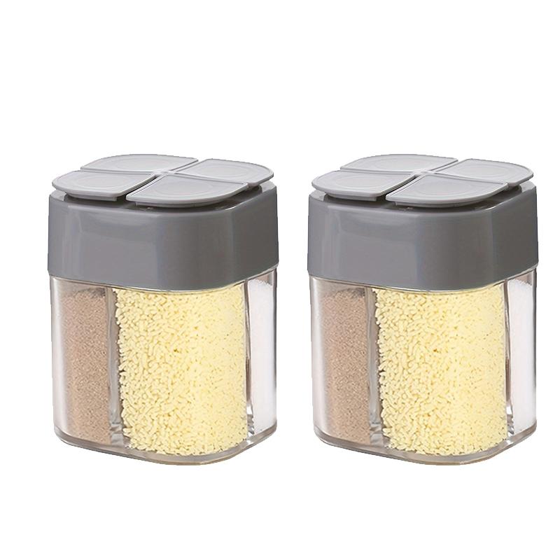 4in1 Camping Seasoning Shaker Transparent 4 Grids Flip Spice Jar with Lid Outdoor BBQ Cooking Salt Pepper Storage Box Home Jars