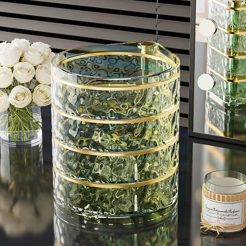 

High-end Exquisite Earrings, Necklace, Stud Earrings, Jewelry Box, Multi-layer Rotating Jewelry Box. смарагдовий