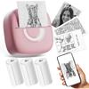 Mini Printer Sticker Thermal Printer with 3 Rolls Paper, Bluetooth Portable Phone Print Pods,Study Sticker Maker for Pictures, Photos, Journals, DIY,