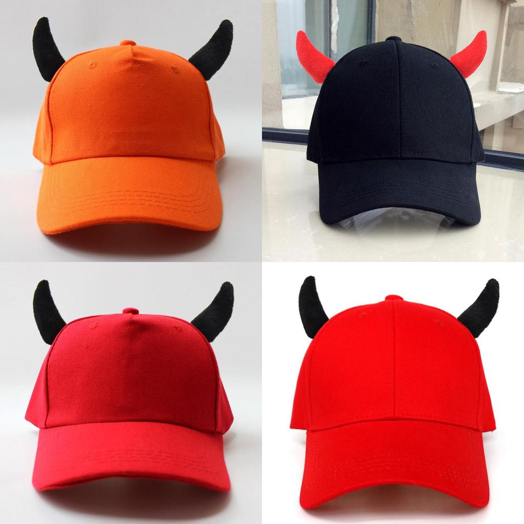 Demon Horn Mens Cotton Baseball Cap With Windproof Design For Fall And Winter
