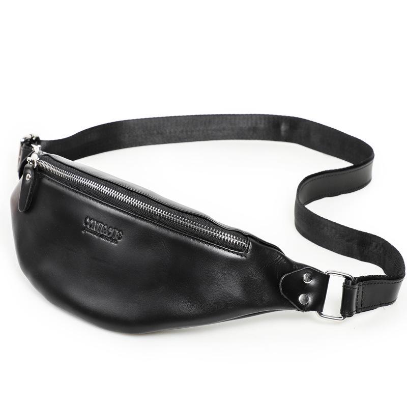 Black Angel Men s Genuine Leather Retro Waist Bag - European & American Trend