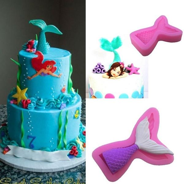 Mini Tail Mermaid Silicone Mold For Cake Decorating Baking Chocolate Mold Pink